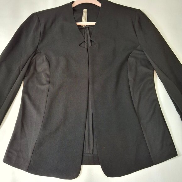 Womans Cropped Open Front Blazer Jacket Sz LG Relaxed Fit Stretchy Office Smart - Picture 7 of 14